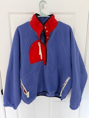 FP Movement Hit the Slopes Red & Periwinkle Fleece Pullover Jacket